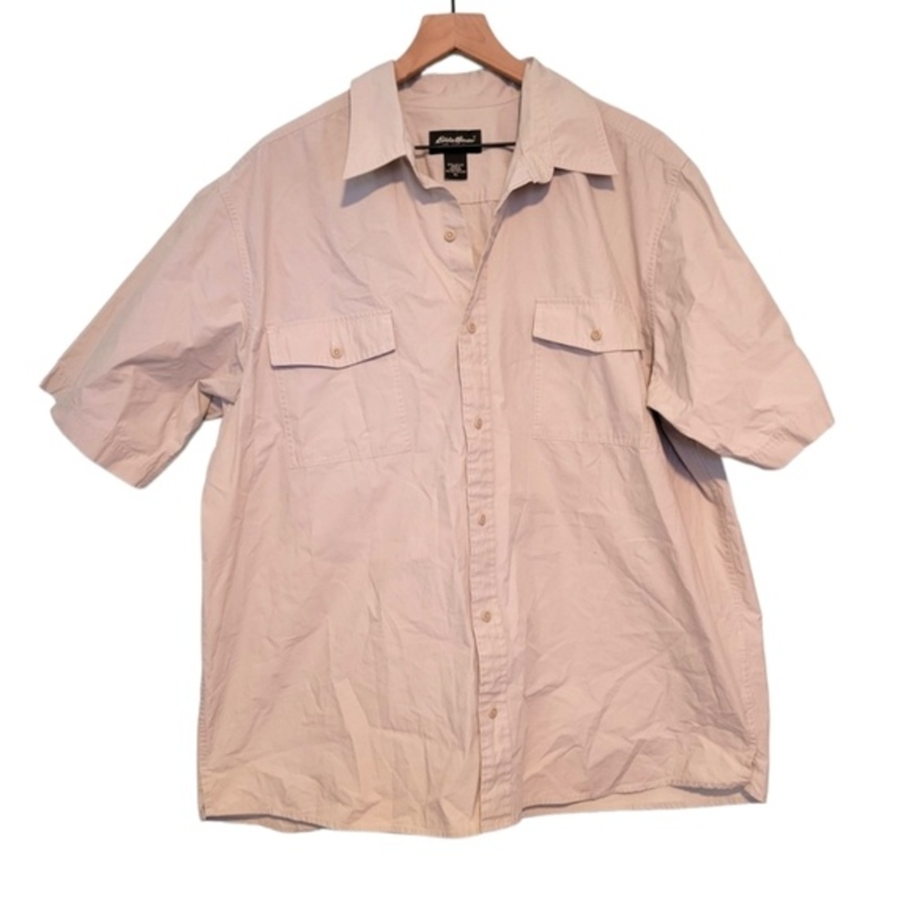 Eddie Bauer Men's Beige Khaki Short Sleeve Button Up Size XL